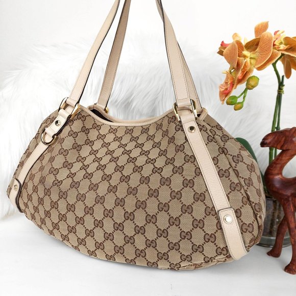 Gucci Handbags - Gucci Tan Monogram Canvas Shoulder Bag